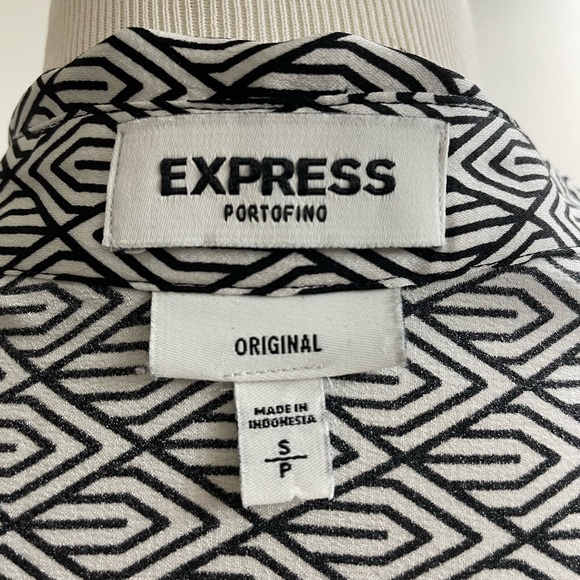 Express | Black/White Print Portifino Shirt | Size Small - Picture 4 of 6